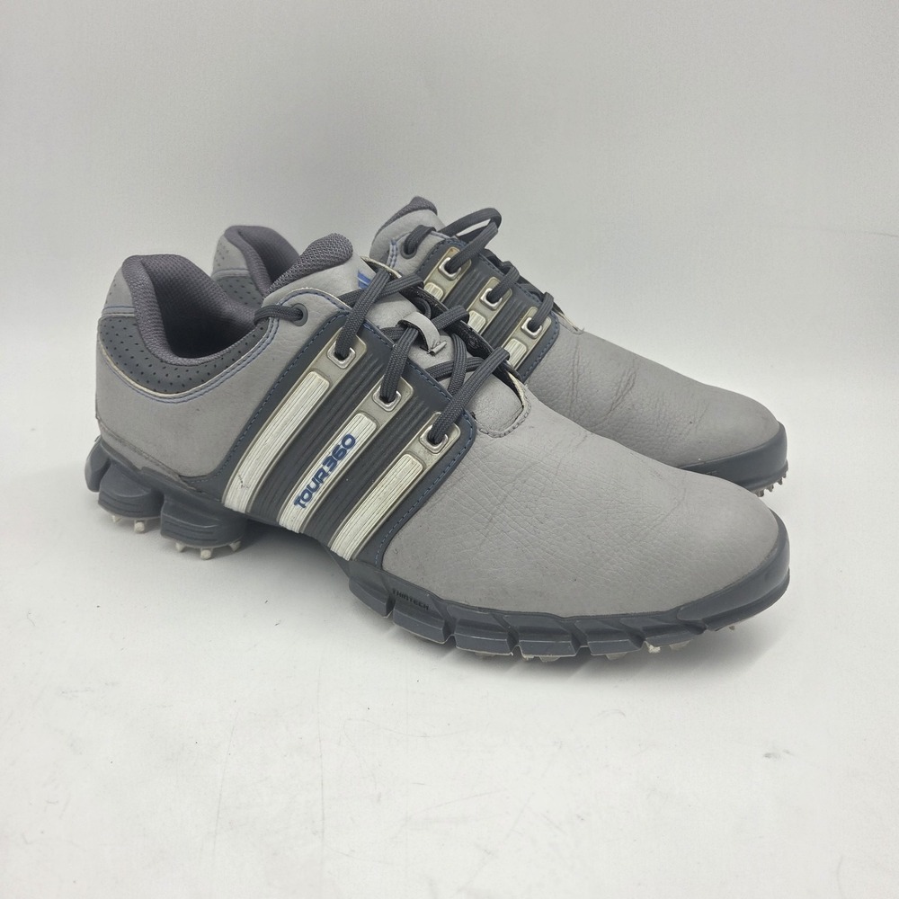 Adidas Tour 360 Golf Shoes Mens 8.5 Gray ATV M1 Leather Traxion Adituff